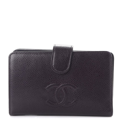 Chanel Caviar Timeless CC Zipped Pocket Wallet Dark Purple 1 of 9