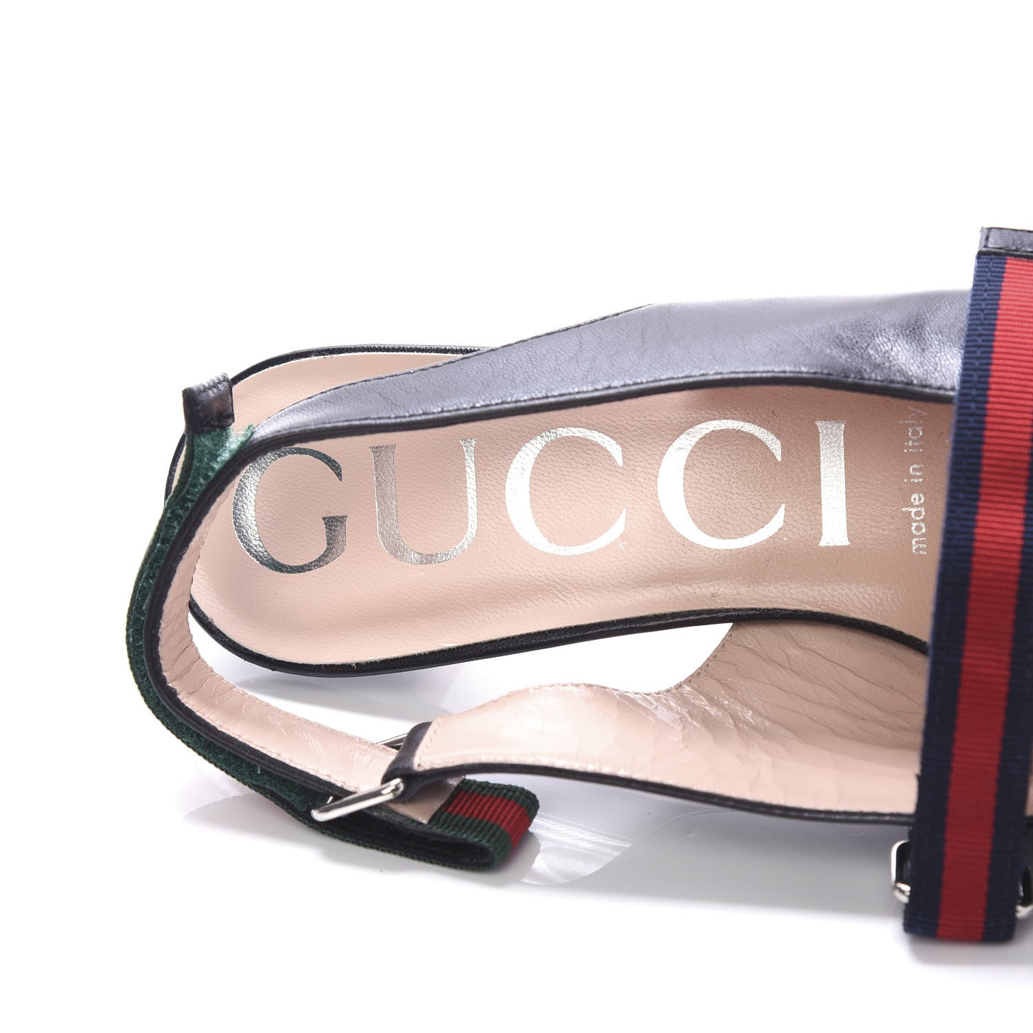 Gucci Malaga Kid Web Horsebit Low Heel Slingback Pumps 37 Black 7 of 8
