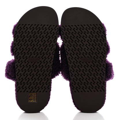 Hermes Woolskin Womens Chypre Sandals 38.5 Violet Fonce 5 of 9