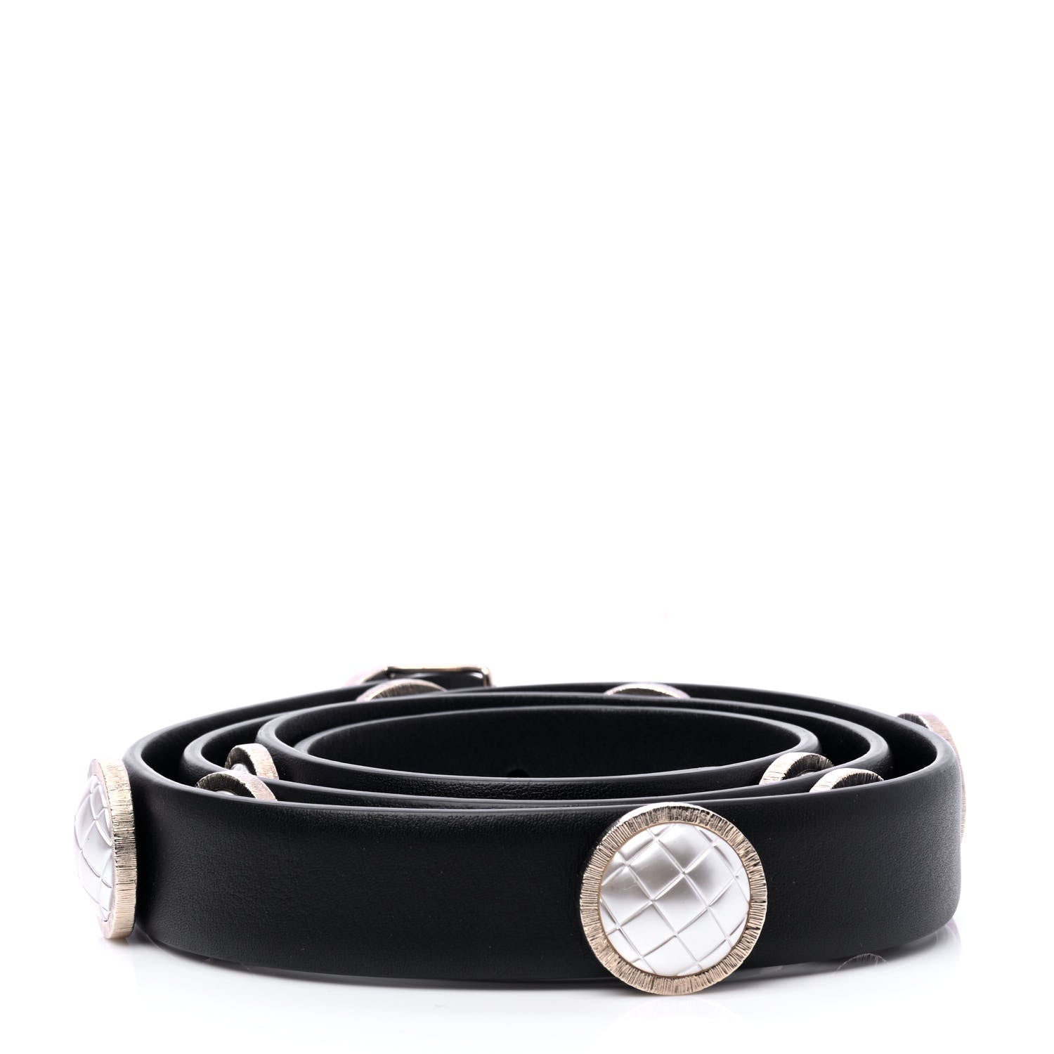 Chanel Calfskin Pearl Quilted CC Belt 80 32 Black 2 of 6