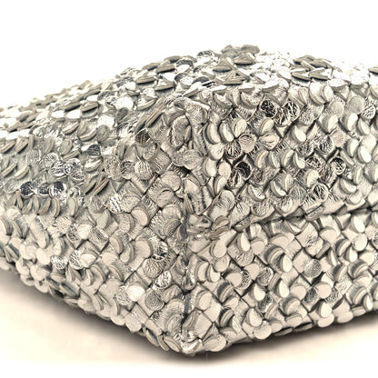 Bottega Veneta Laminated Nappa Intreccio Paillettes Small Cabat Bucket Silver 11 of 12