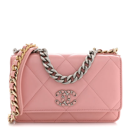 Chanel Lambskin Quilted Chanel 19 Wallet On Chain WOC Pink 1 of 10
