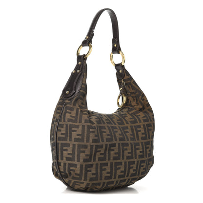 Fendi Zucca Cuoio Lucido Small Hobo Tobacco Moro 3 of 10
