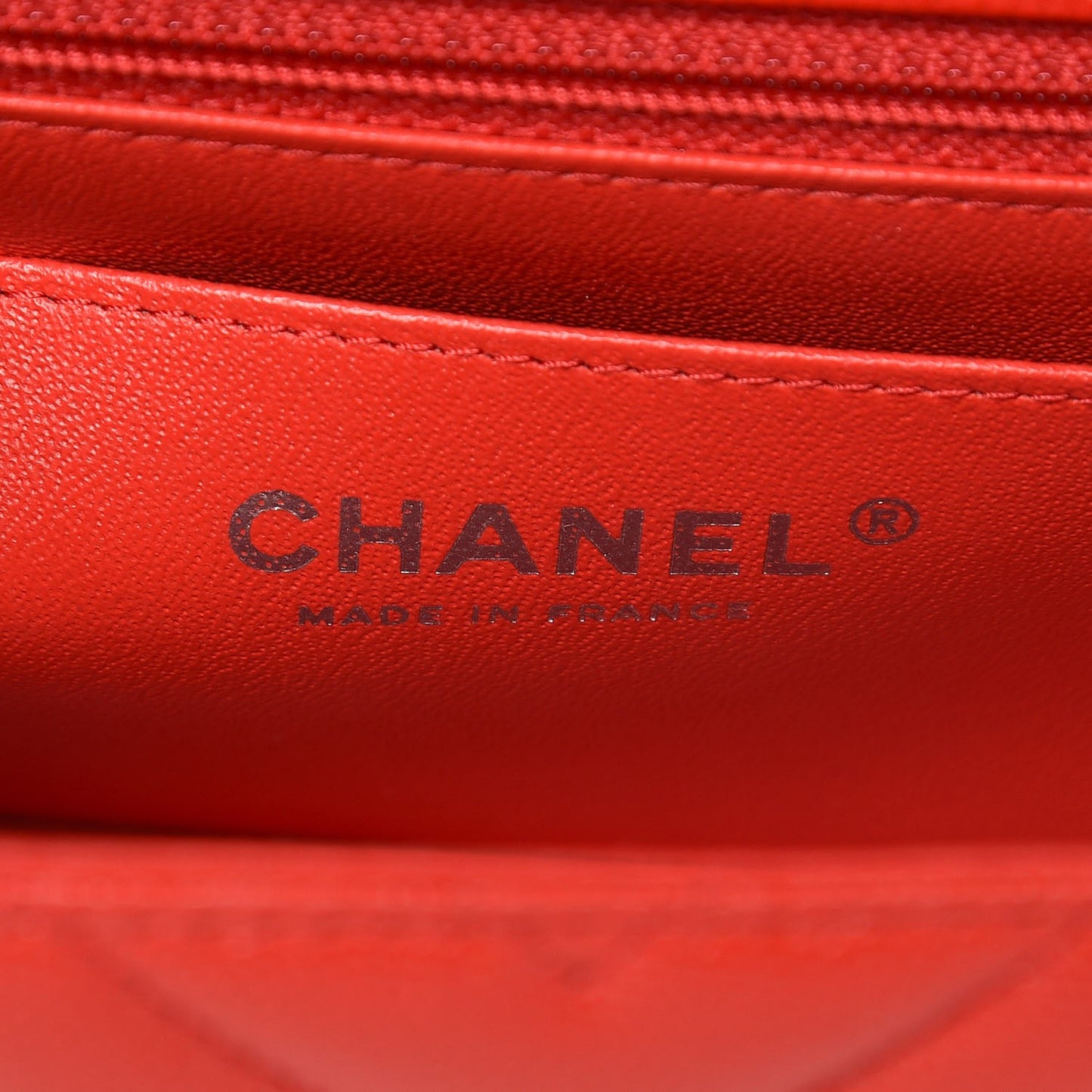 Caviar Chevron Quilted Mini Rectangular Flap Red