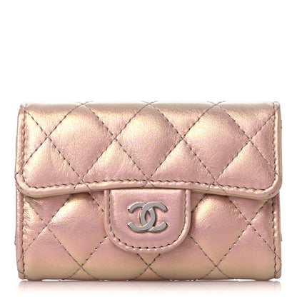 Chanel Iridescent Calfskin Quilted Classic 4 Key Holder Wallet Pink 1 of 14