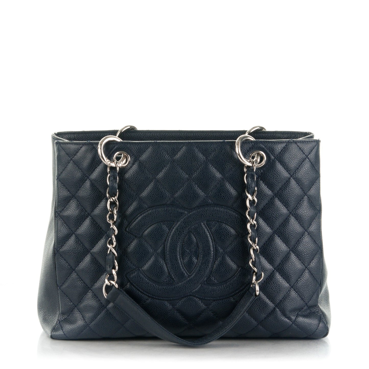 Caviar Quilted Grand Shopping Tote GST Dark Navy Blue