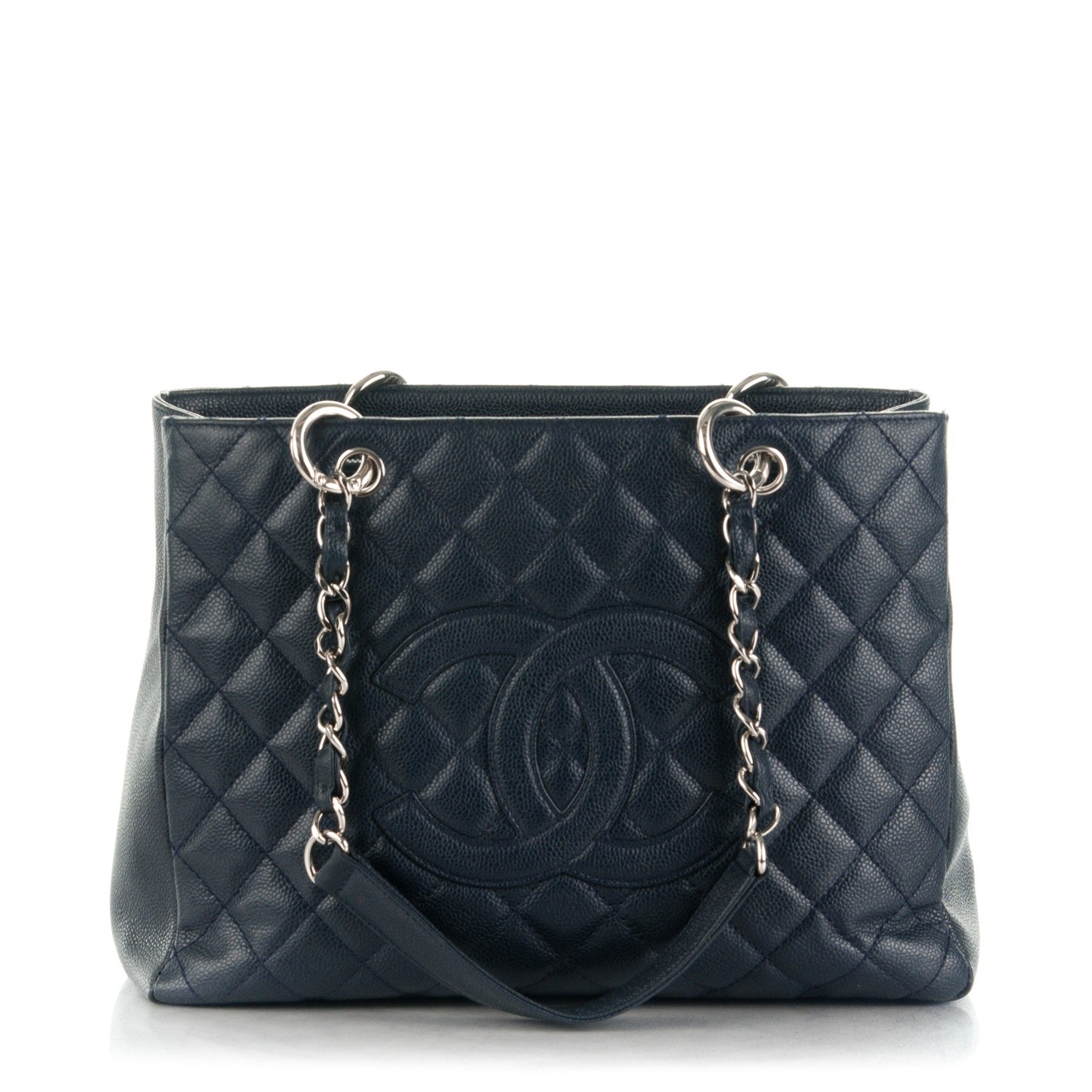 Chanel Caviar Quilted Grand Shopping Tote GST Dark Navy Blue 1 of 8