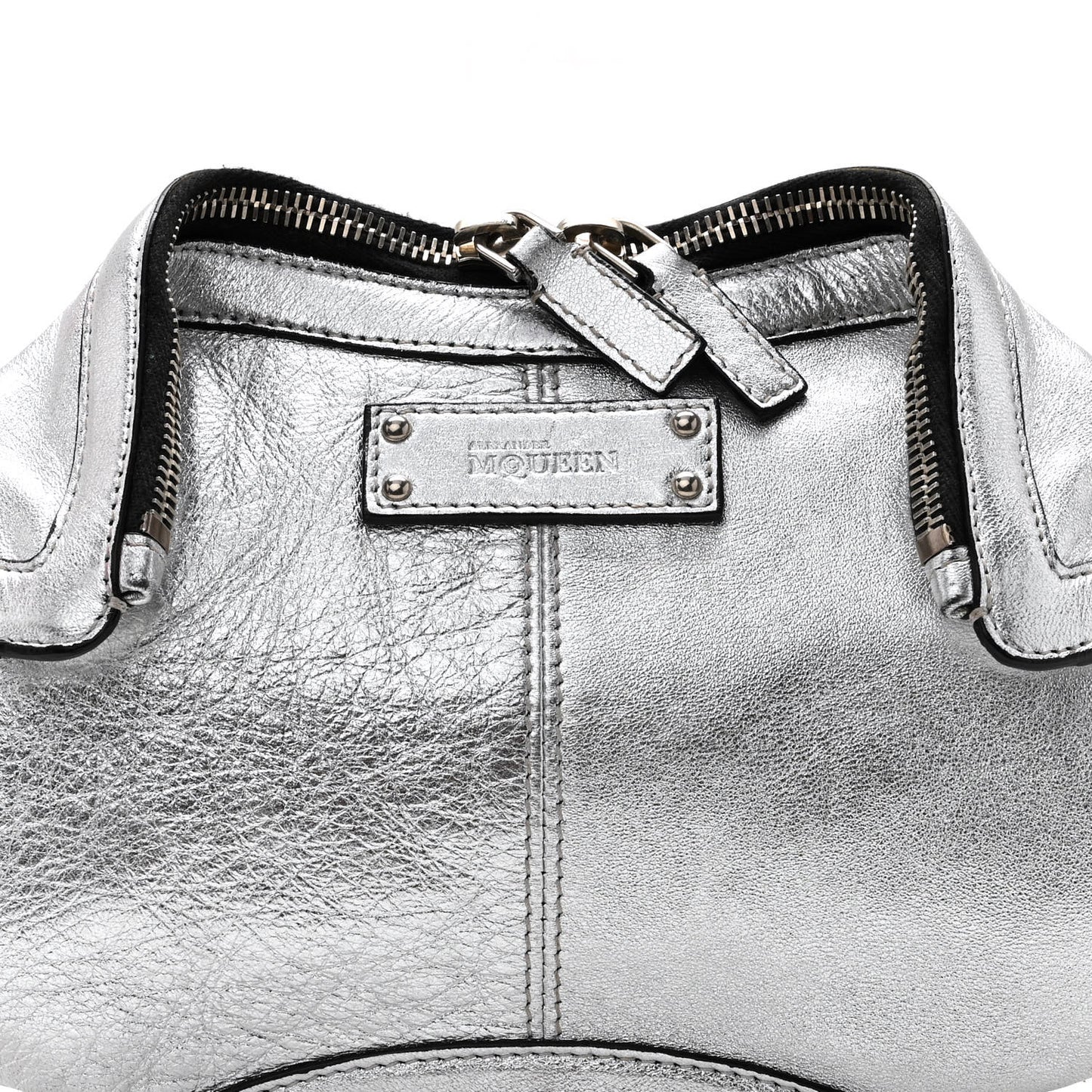 Metallic Lambskin De Manta Clutch Silver
