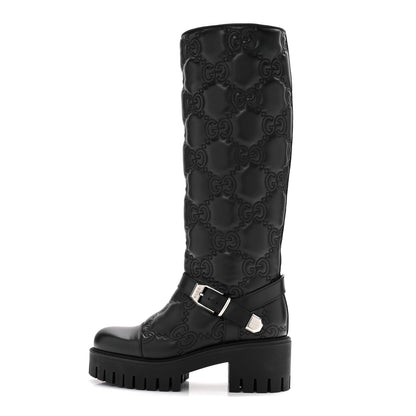 Gucci Cordovan Lux Nappa GG Matelasse 60mm Knee High Boots 36.5 Black 1 of 10