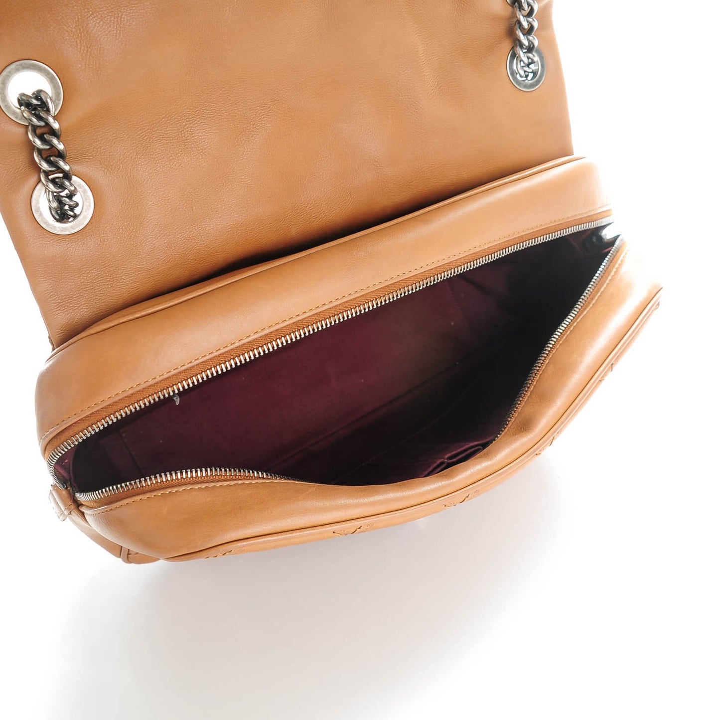 Calfskin Quilted Jumbo Coco Sporran Flap Light Brown
