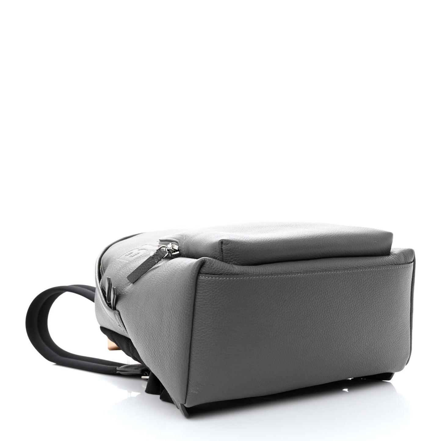Calfskin Logo Embossed Backpack Charcoal Grey