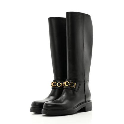Gucci Calfskin Over The Knee Boots 38.5 Black 3 of 10