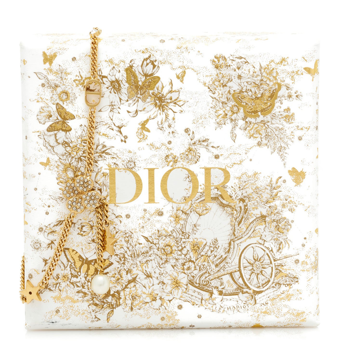 Crystal Diorable Clover Logo Bracelet Gold
