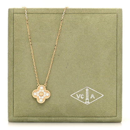 Van Cleef & Arpels 18K Yellow Gold Diamond Vintage Alhambra Pendant Necklace 7 of 7