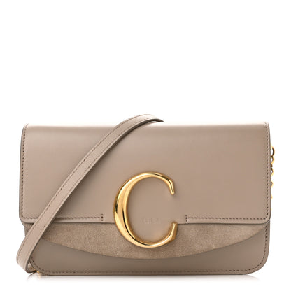 Chloe Calfskin Suede C Clutch With Chain Motty Grey 1 of 9