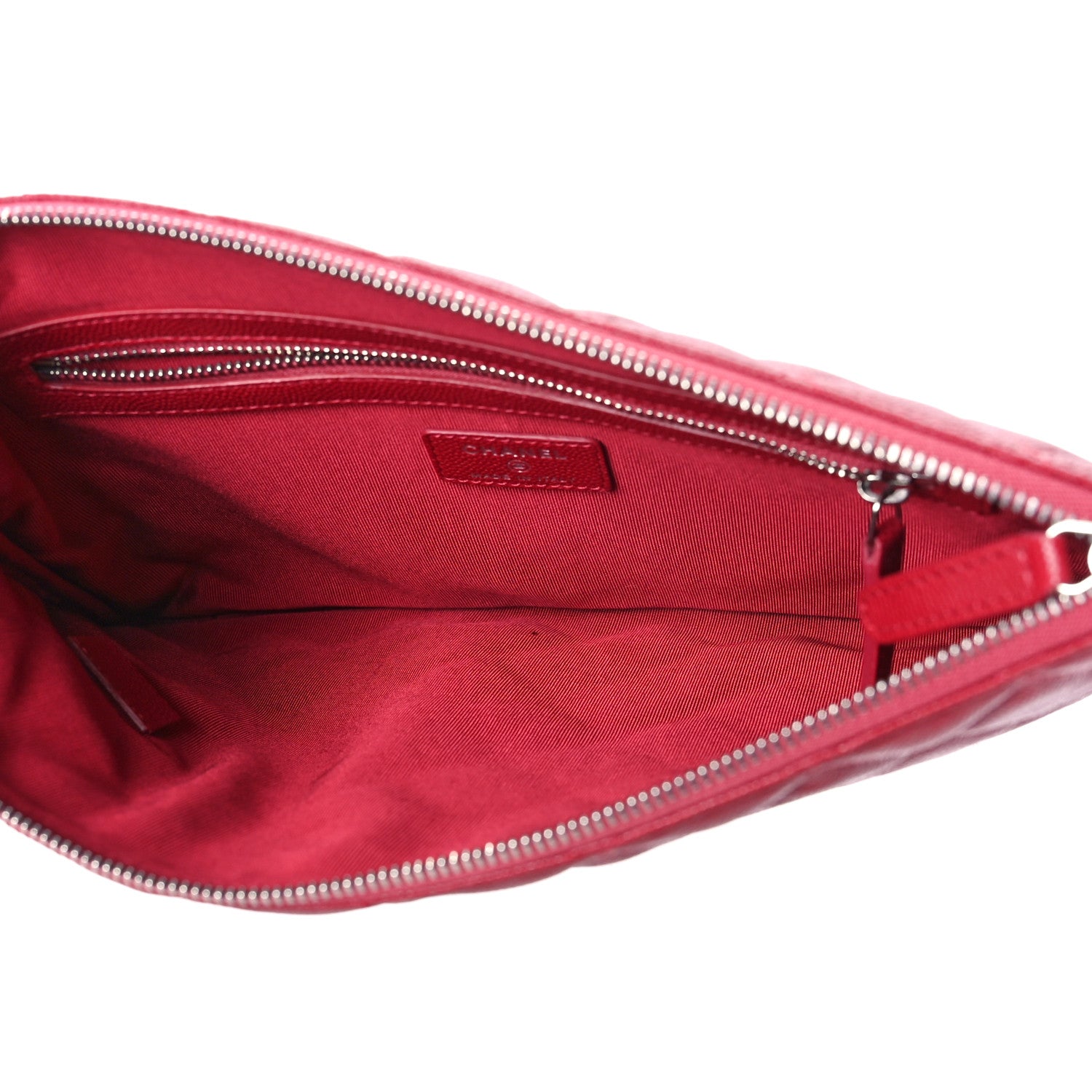 Chanel Caviar Quilted Medium Cosmetic Case Red 5 of 9