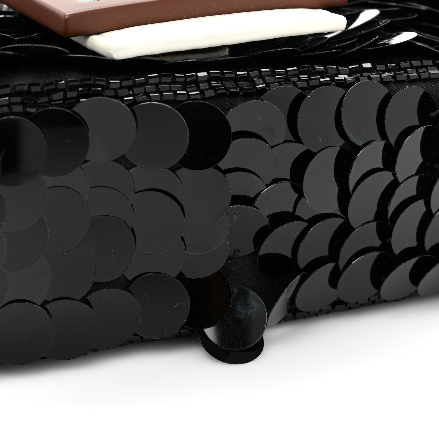 Fendi Satin Sequin Paillettes Elaphe Plexiglass Mini Baguette 1997 Black Avorio 11 of 11