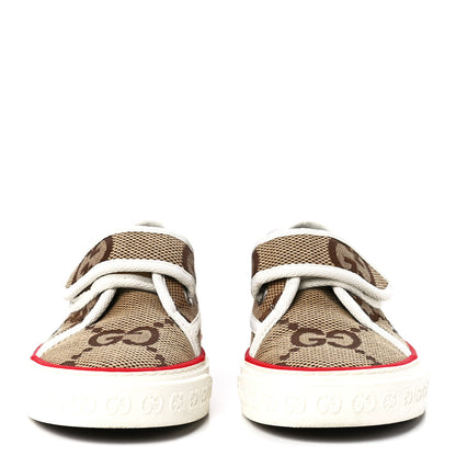 Gucci Monogram Jumbo GG Web Womens 1977 Tennis Velcro Strap Sneakers 35 Camel Ebony Mystic White 2 of 7