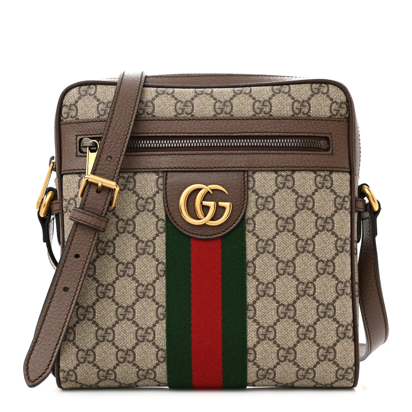 GG Supreme Monogram Web Small Ophidia Messenger Bag Brown