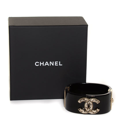 Chanel Resin Baguette Crystal CC Cuff Black 7 of 7