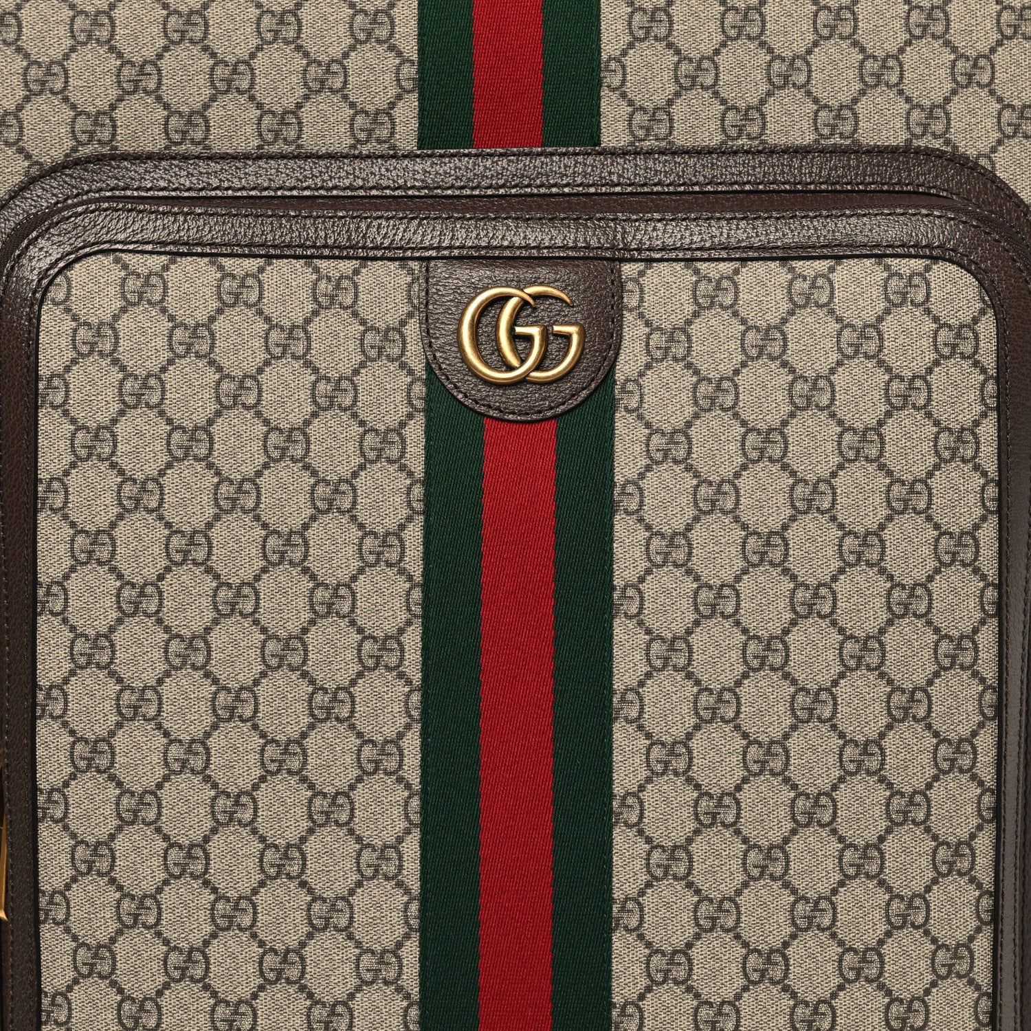 Gucci GG Supreme Monogram Textured Dollar Calfskin Web Large Savoy Trolley Suitcase Beige Ebony 7 of 12
