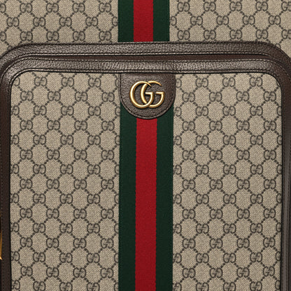 Gucci GG Supreme Monogram Textured Dollar Calfskin Web Large Savoy Trolley Suitcase Beige Ebony 7 of 12