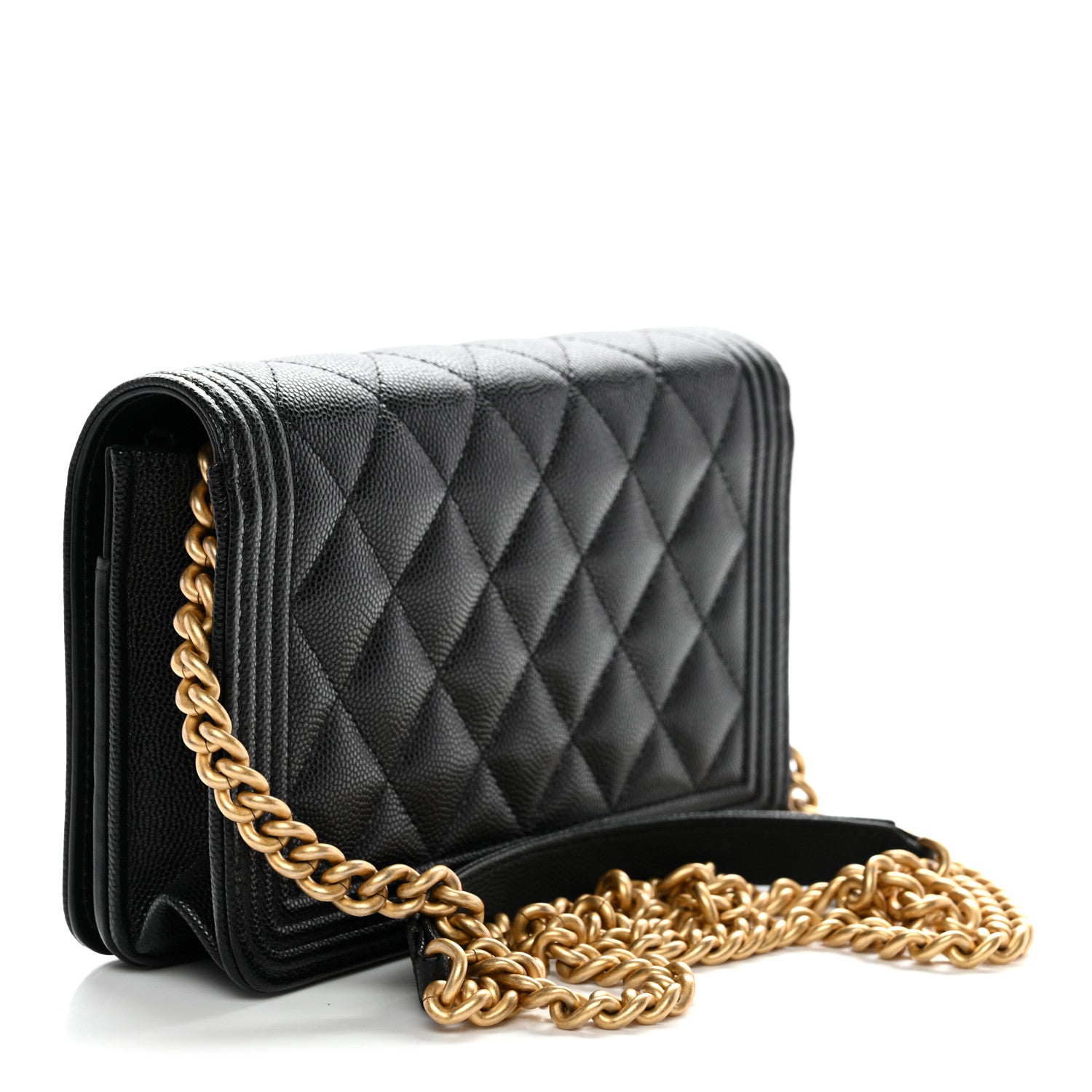 Chanel Caviar Quilted Boy Wallet On Chain WOC Black 3 of 13