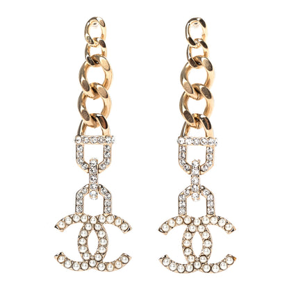Chanel Metal Crystal CC Vendome CC Dangle Earrings Gold 1 of 4
