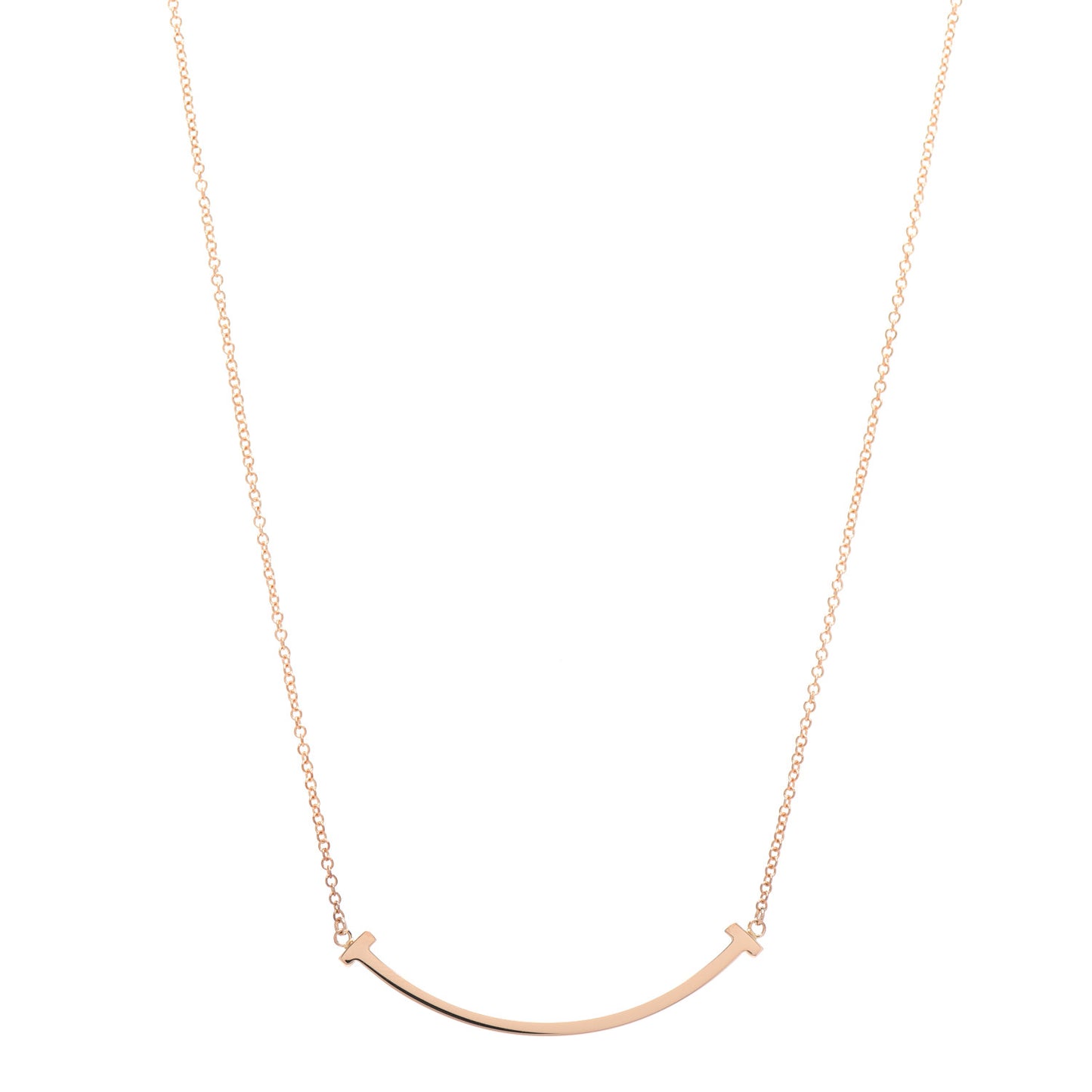 18K Rose Gold Small T Smile Pendant Necklace