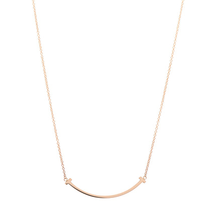 Tiffany 18K Rose Gold Small T Smile Pendant Necklace 1 of 5
