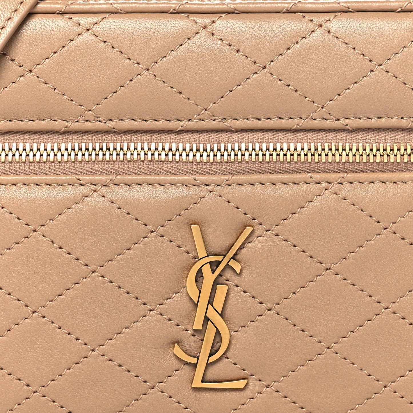 Lambskin Quilted Mini Gaby Vanity Case Dark Toffee