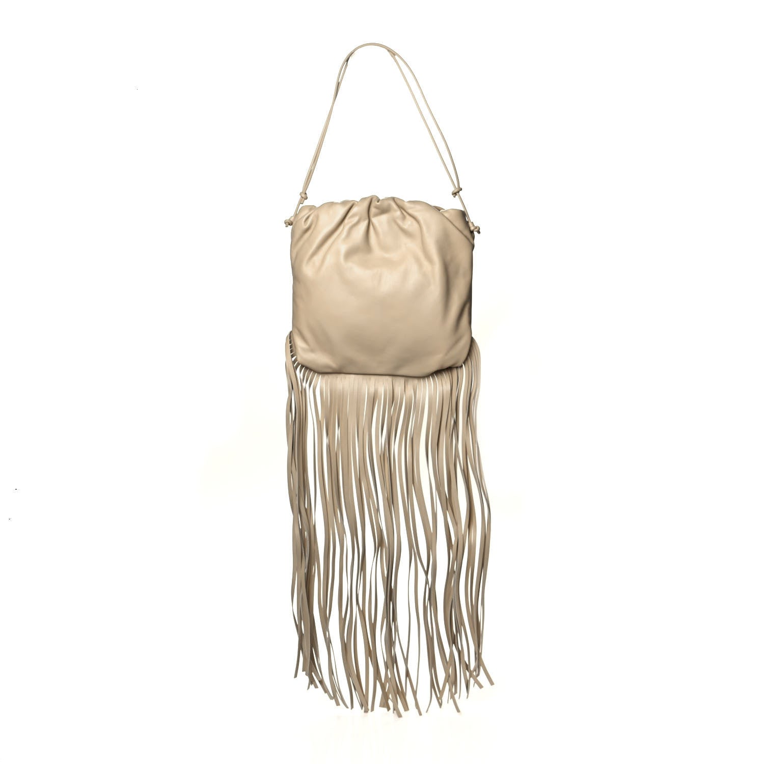 Bottega Veneta Nappa The Fringe Pouch Shoulder Bag Beige 1 of 10