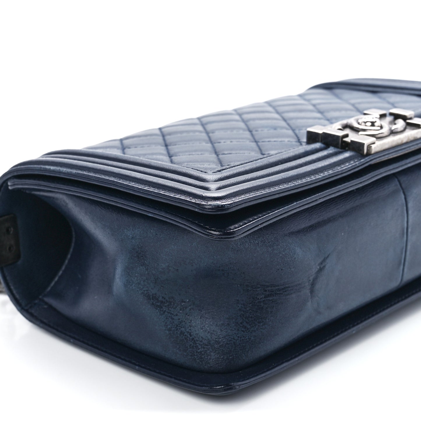 Lambskin Quilted Medium Boy Flap Dark Navy