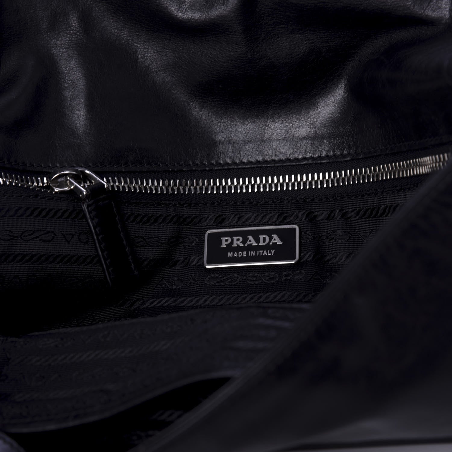 Prada Glace Calfskin Fold Over Clutch Black 6 of 7