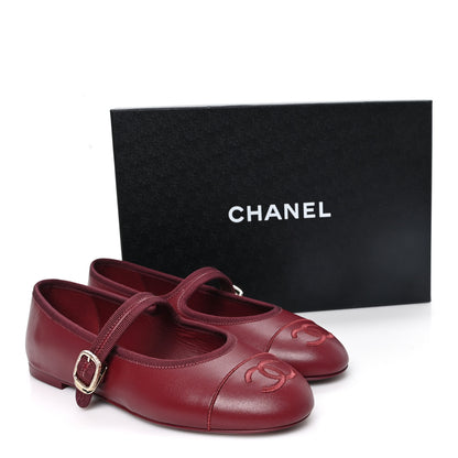 Chanel Lambskin Mary Jane Flats 39 Burgundy 10 of 10