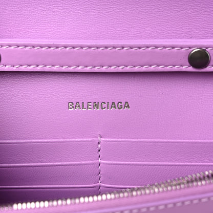 Balenciaga Shiny Box Calfskin Tonal B Hourglass Chain Bag Liliac 6 of 7