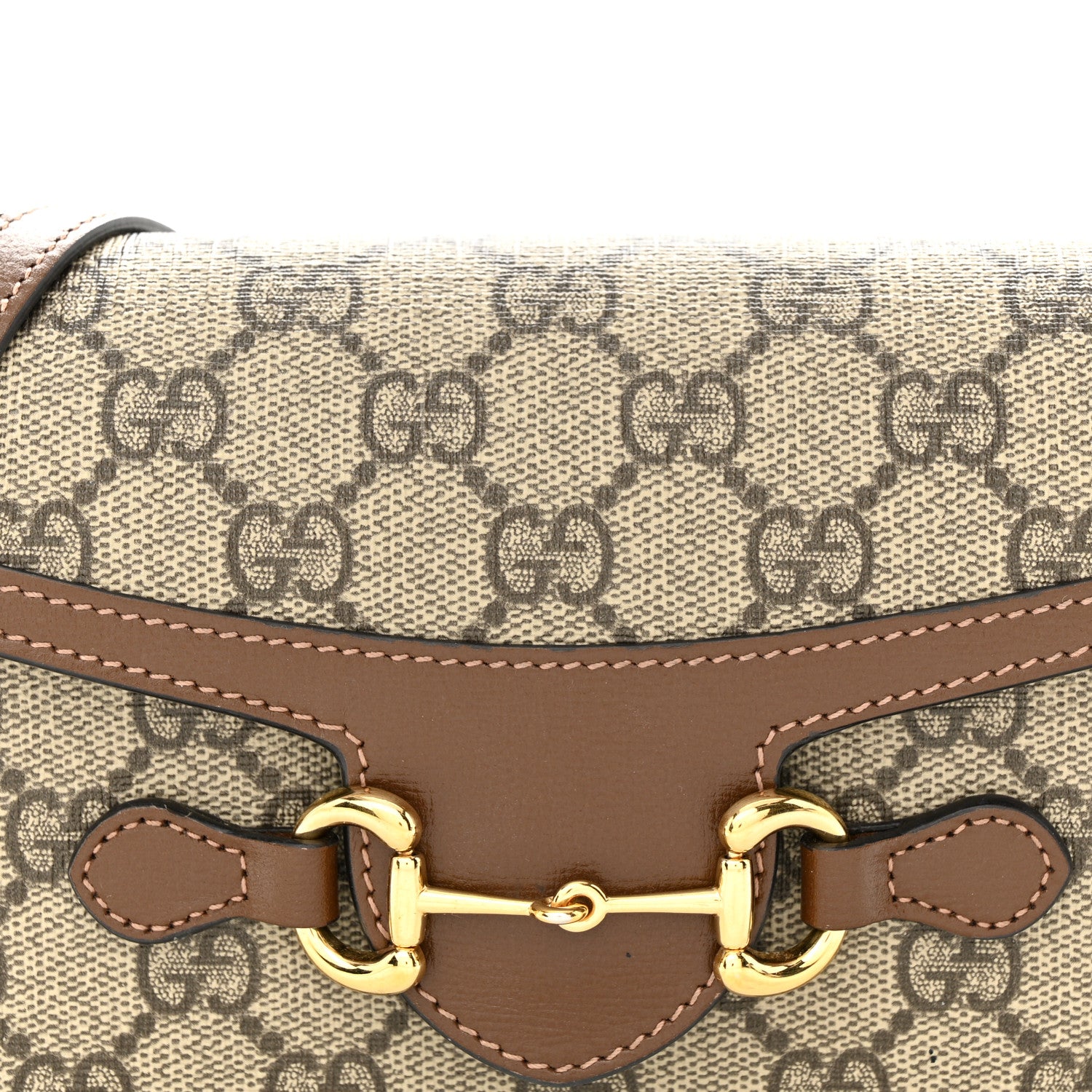 Gucci GG Supreme Monogram Mini Horsebit 1955 Shoulder Bag Beige Brown Sugar 8 of 14