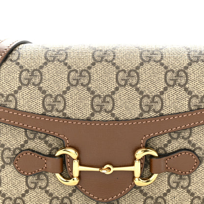 Gucci GG Supreme Monogram Mini Horsebit 1955 Shoulder Bag Beige Brown Sugar 8 of 14