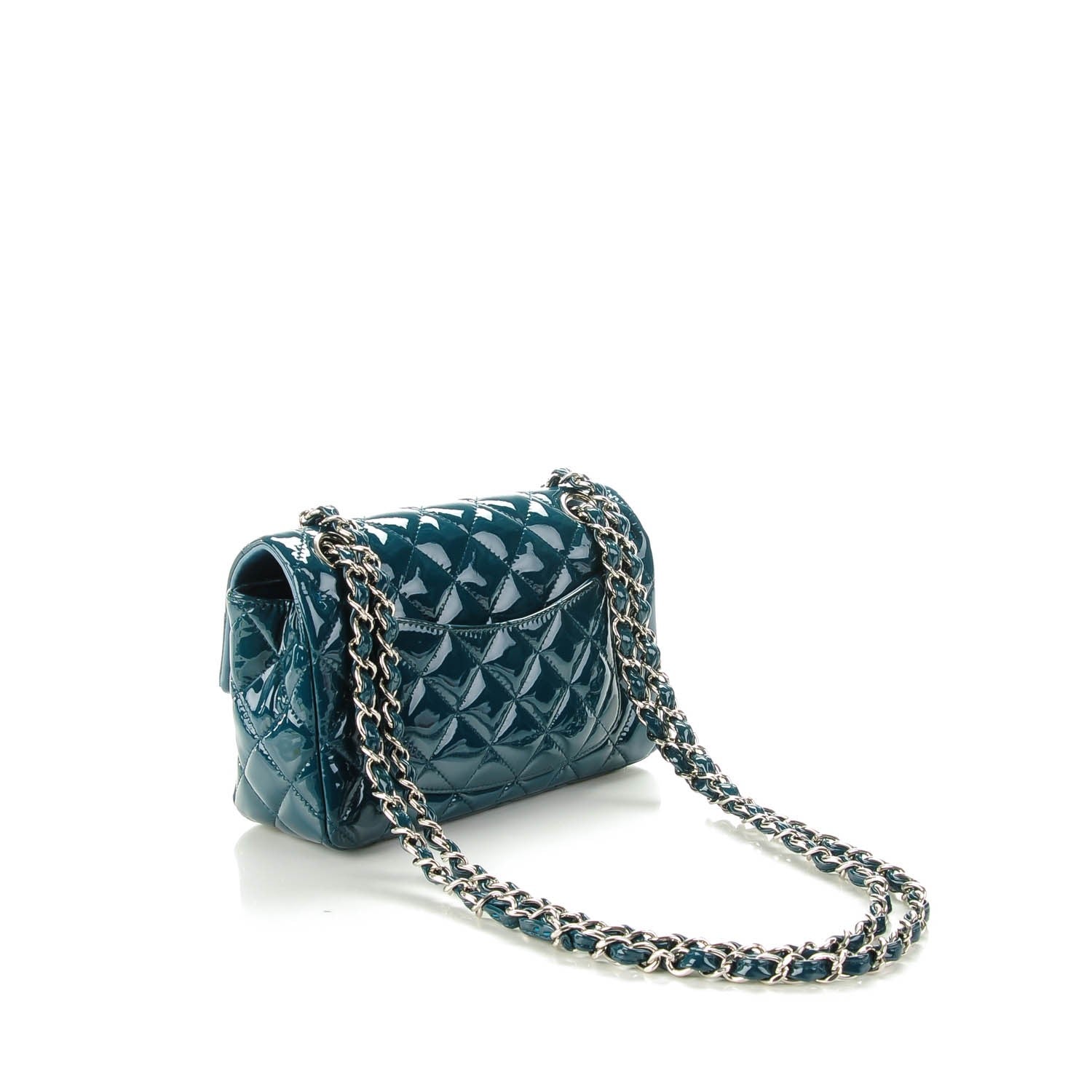Chanel Patent Calfskin Quilted Mini Rectangular Flap Turquoise 3 of 8