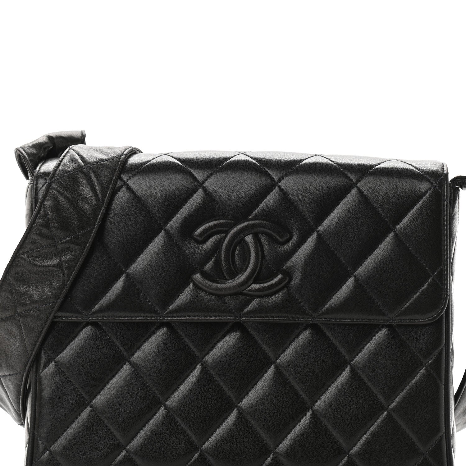 Chanel Lambskin Quilted CC Single Flap Shoulder Bag Black 7 of 11