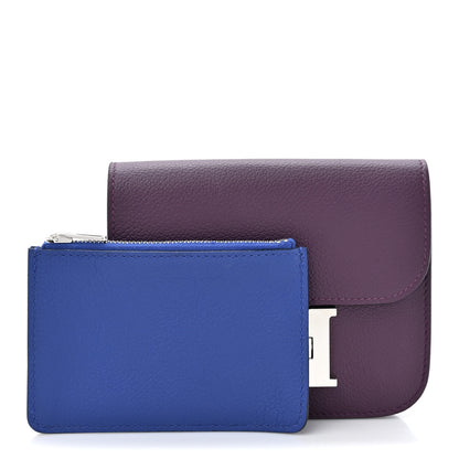 Hermes Evercolor Bi-Color Constance Slim Wallet Cassis Bleu Royale 2 of 9