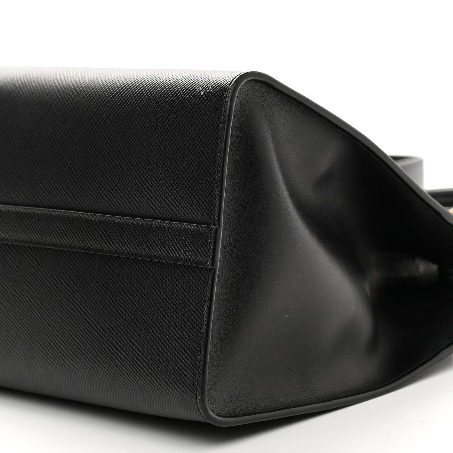 Prada Saffiano Cuir Calfskin Medium Monochrome Top Handle Tote Black 11 of 11