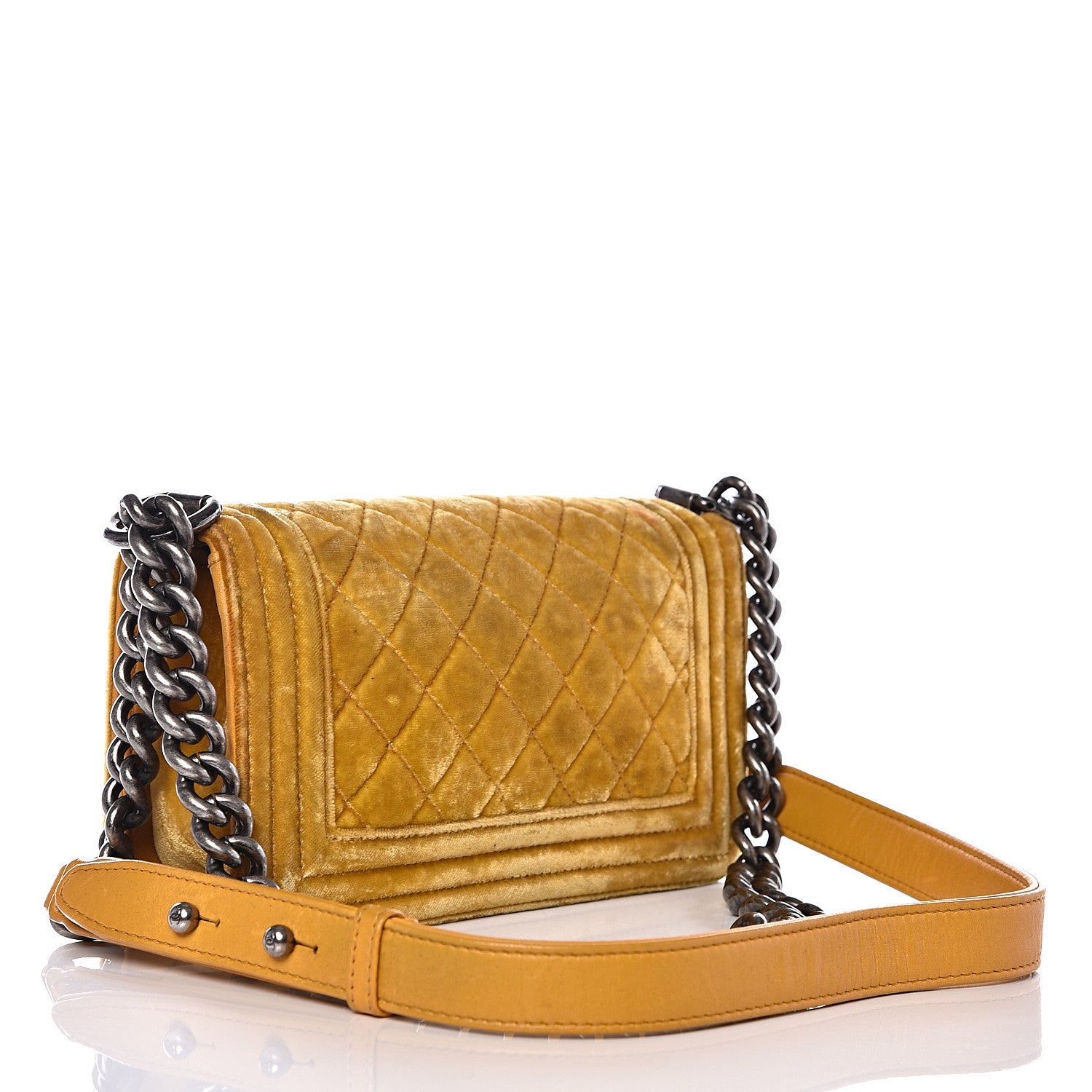 Chanel Velvet Quilted Small Boy Flap Yellow 2 of 17