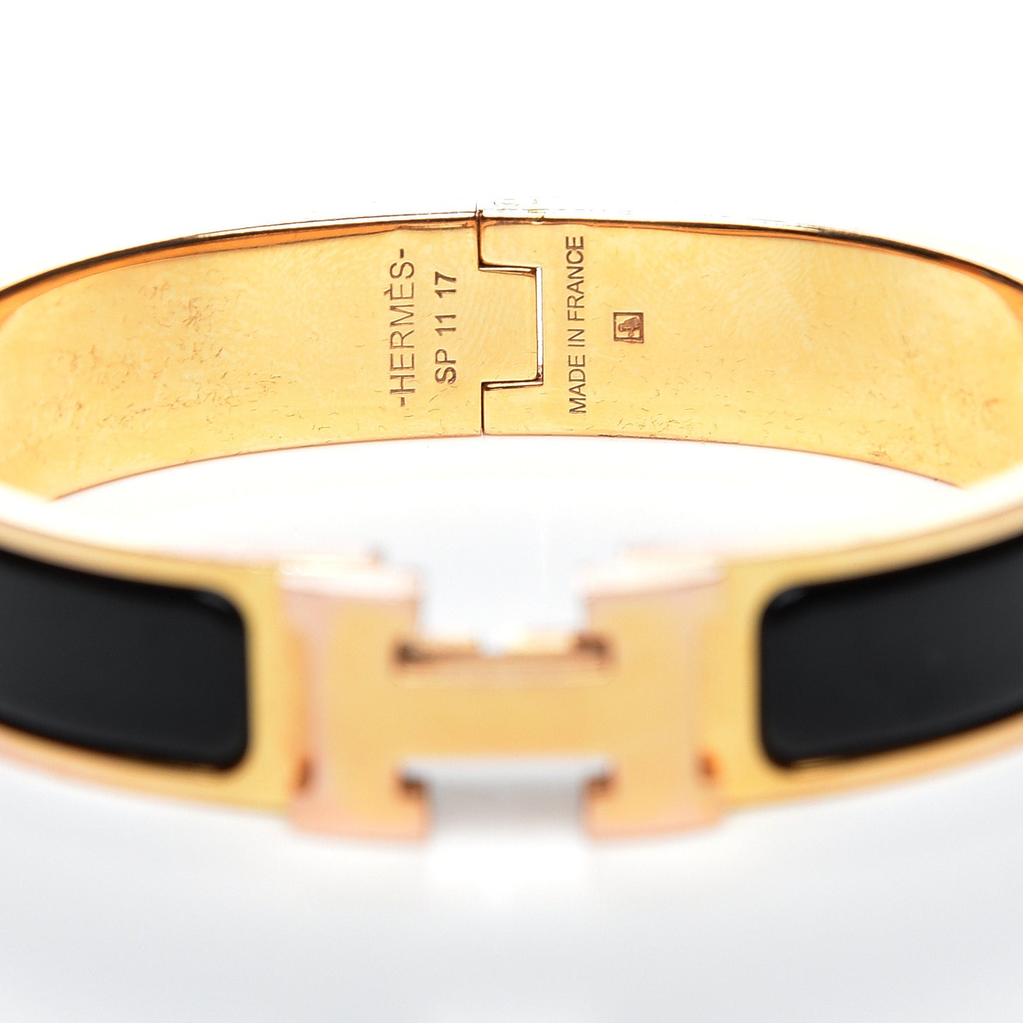 Enamel Narrow Clic Clac H Bracelet PM Black