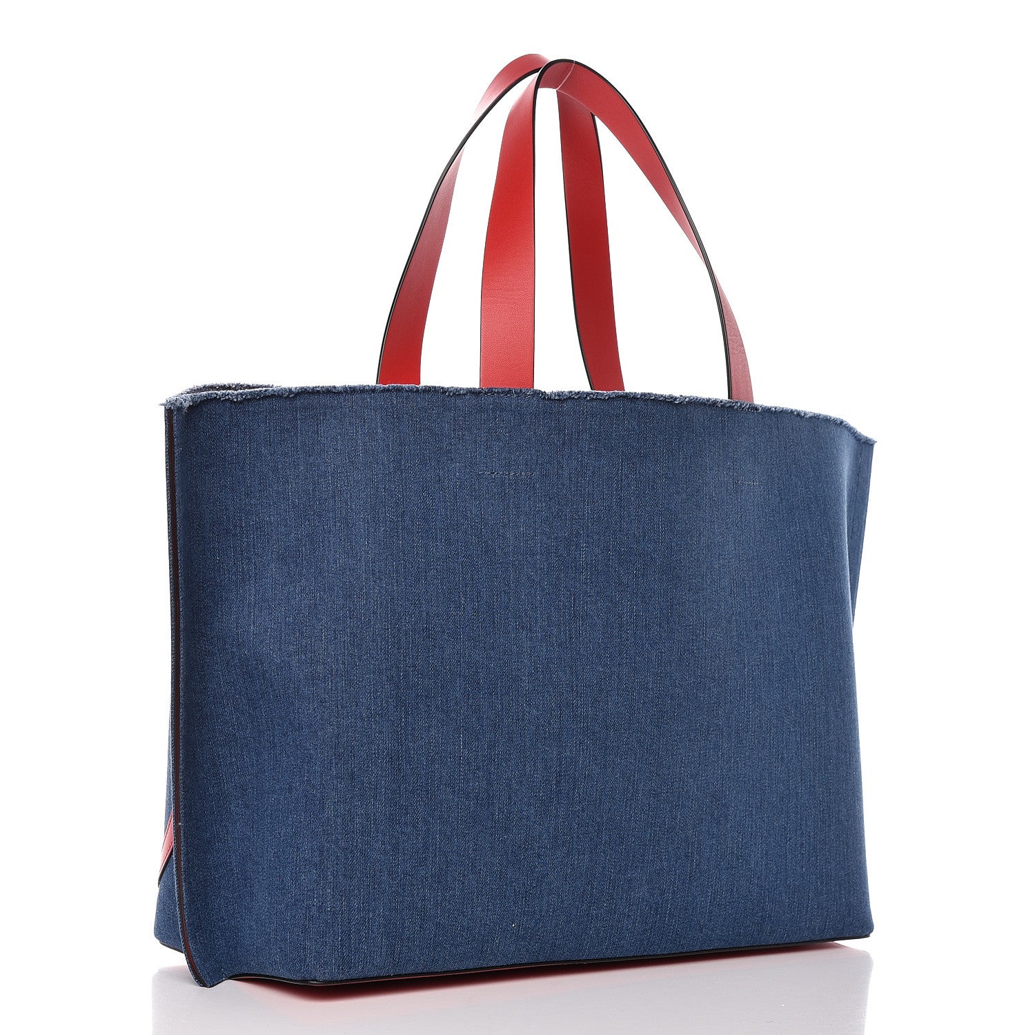 Valentino Garavani Denim Large Escape Tote Blue Red 4 of 13