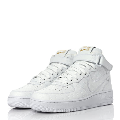 Louis Vuitton X NIKE AIR FORCE 1 Calfskin Monogram Mens Mid Sneakers 6 White 3 of 9