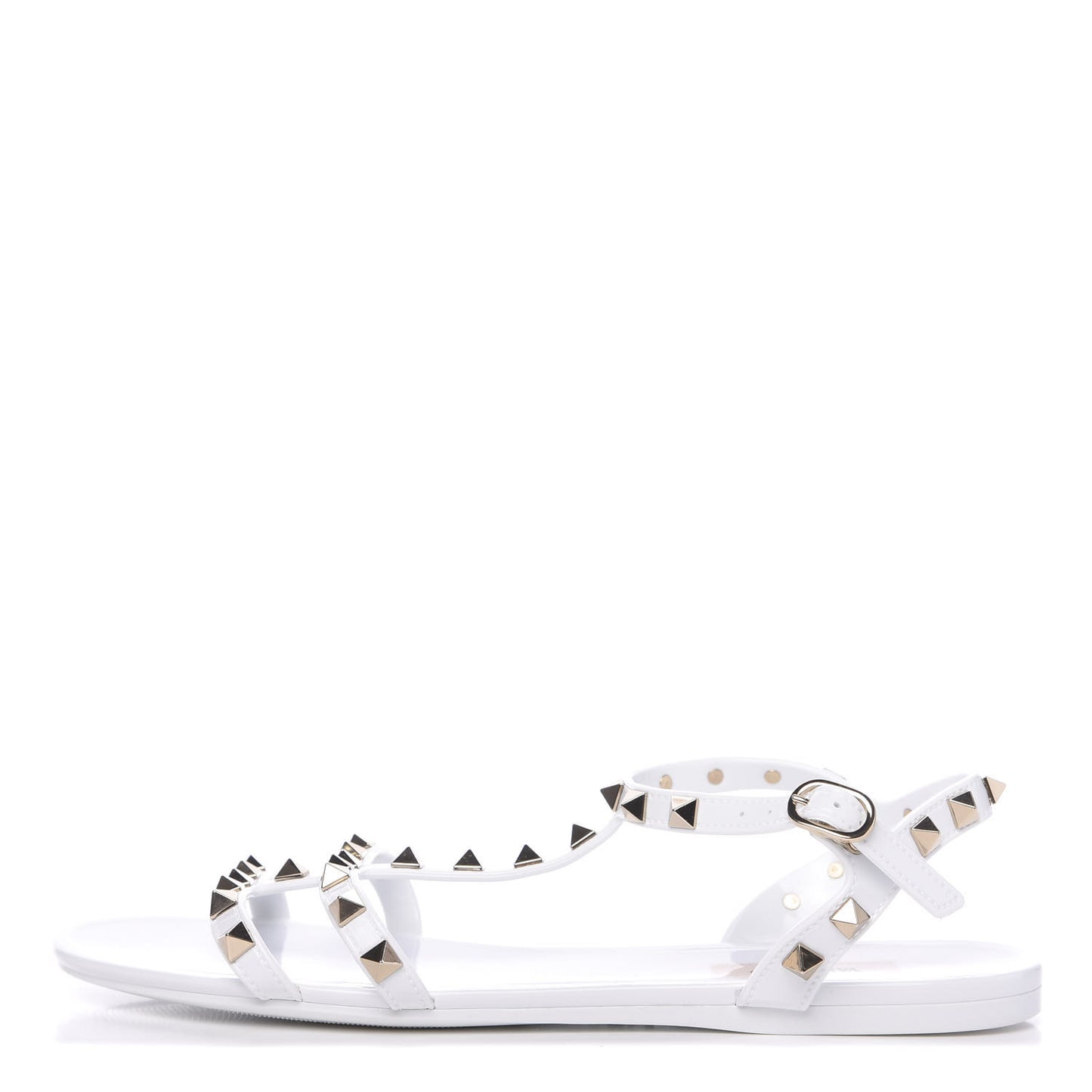 PVC Jelly Rockstud Caged Sandals 38 Optic White