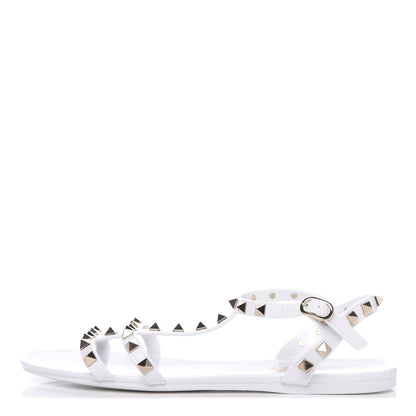 Valentino Garavani PVC Jelly Rockstud Caged Sandals 38 Optic White 1 of 7