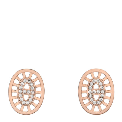 Hermes 18K Rose Gold Diamond Chaine d'Ancre Divine Stud Earrings 1 of 5