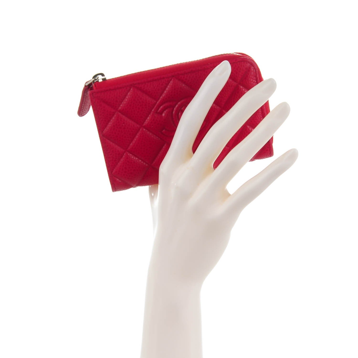 Chanel Caviar Quilted Diamond CC Key Holder Case Dark Pink 2 of 7